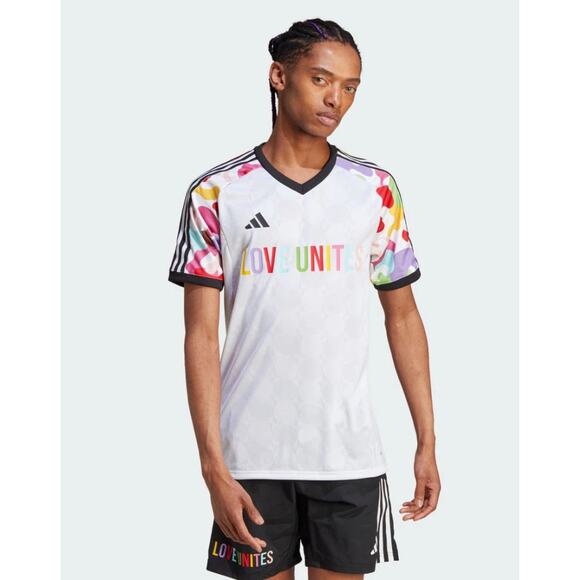Unisex NWT Adidas Tiro Pride Jersey Soccer Size Medium White Multicolor $65 - Picture 3 of 11
